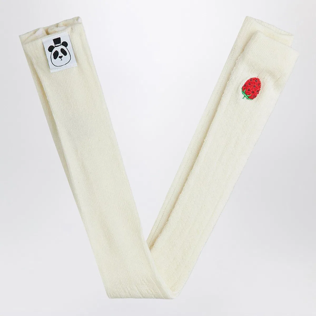 Mini rodini White Openwork Tights With Embroidered S