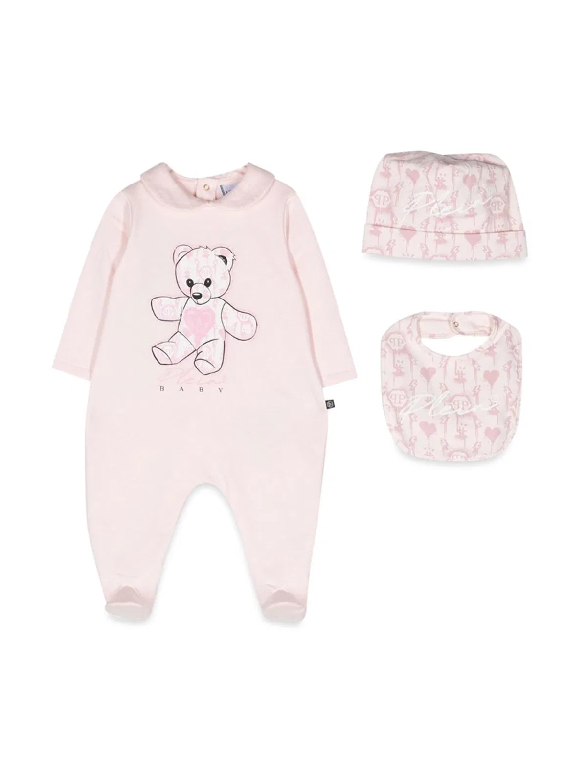 Philipp Plein Romper, Bib And Bonnet