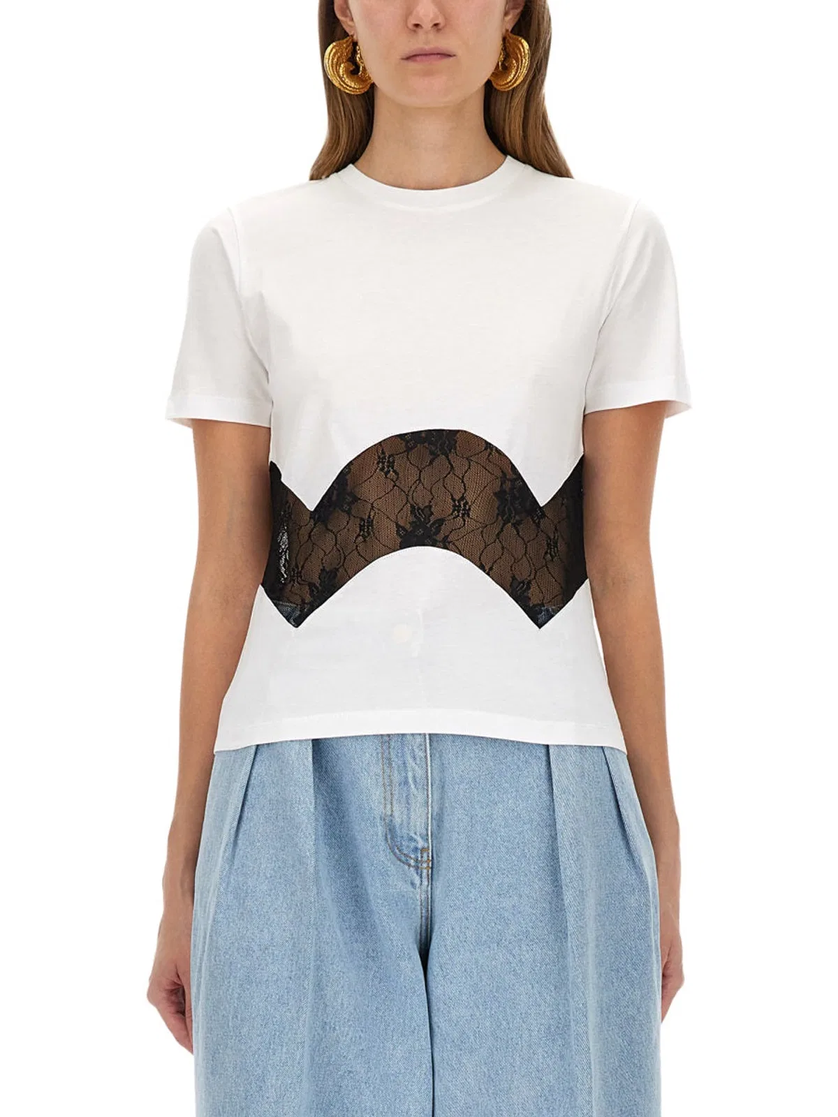 Nina Ricci Jersey Tshirt With Lace Insert
