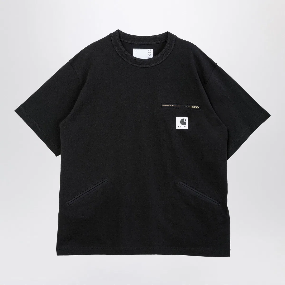Sacai x Carhartt Wip Black Cotton T-Shirt With Logo Patch