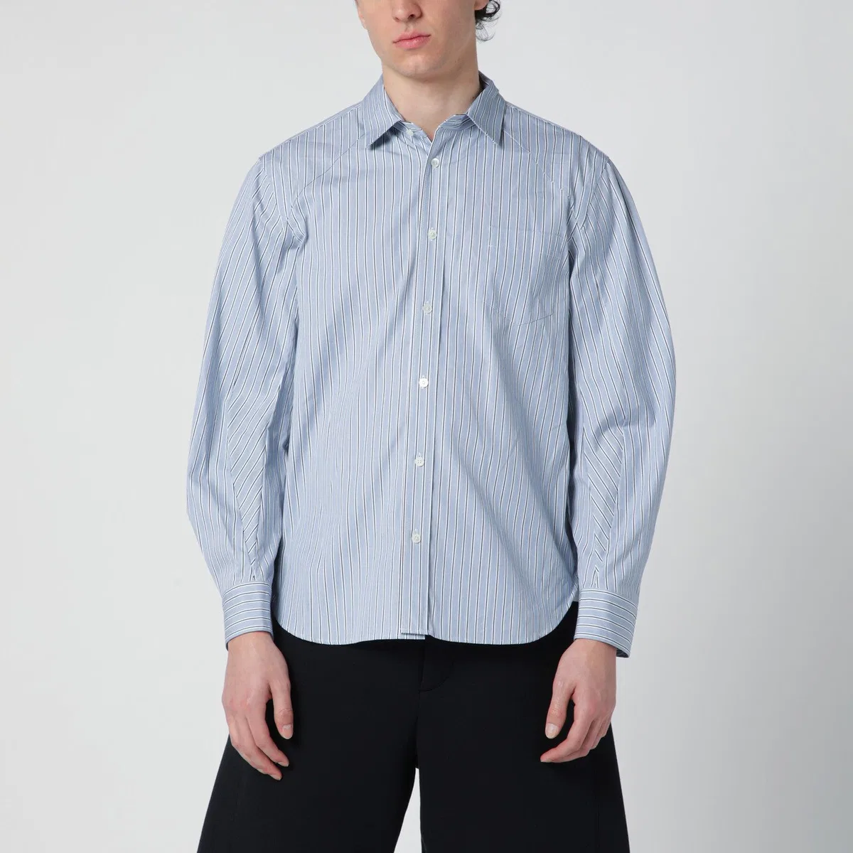 Sacai Light Blue Striped Cotton Shirt