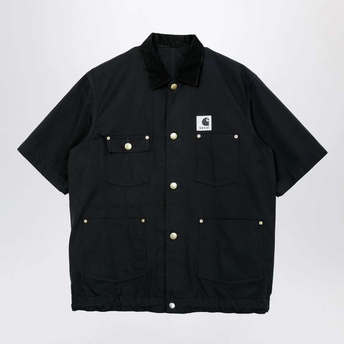 Sacai x Carhartt Wip Black Short-Sleeve Cotton Canvas Shirt