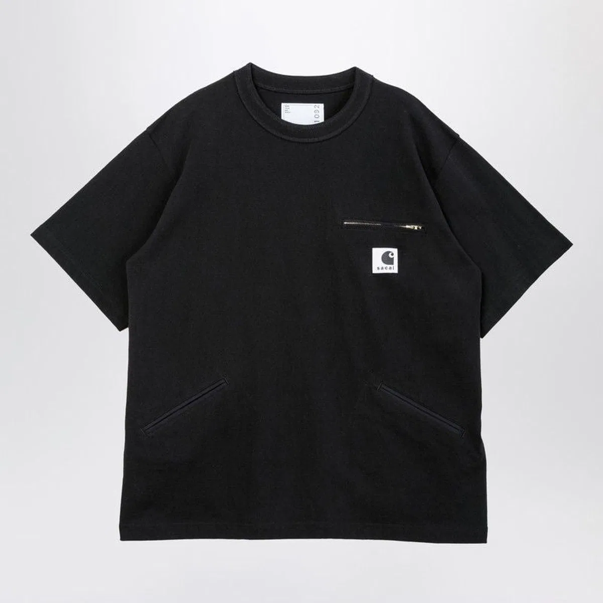 Sacai x Carhartt Wip Black Cotton Tshirt With Logo Patch