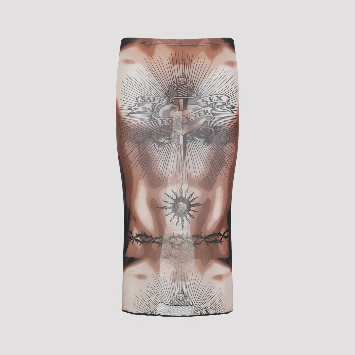 Jean Paul Gaultier Brown Safe Sex Tattoo Polyamide Midi Ski