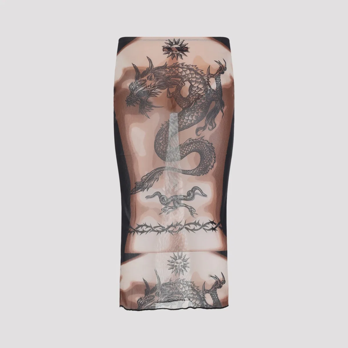 Jean Paul Gaultier Brown Safe Sex Tattoo Polyamide Midi Ski