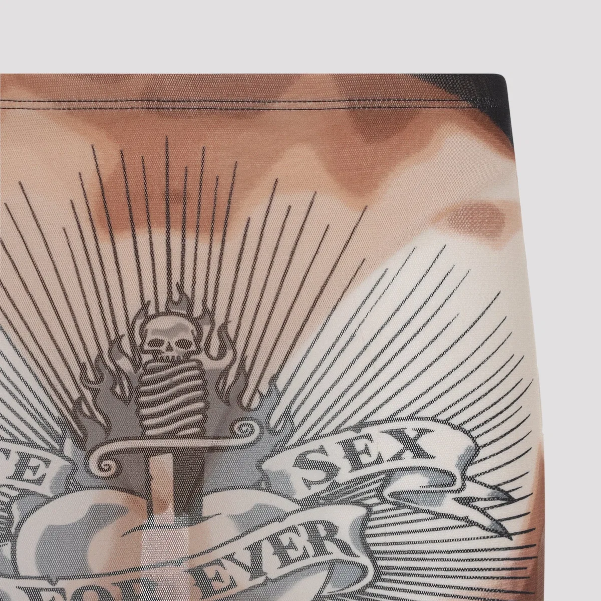 Jean Paul Gaultier Brown Safe Sex Tattoo Polyamide Midi Ski