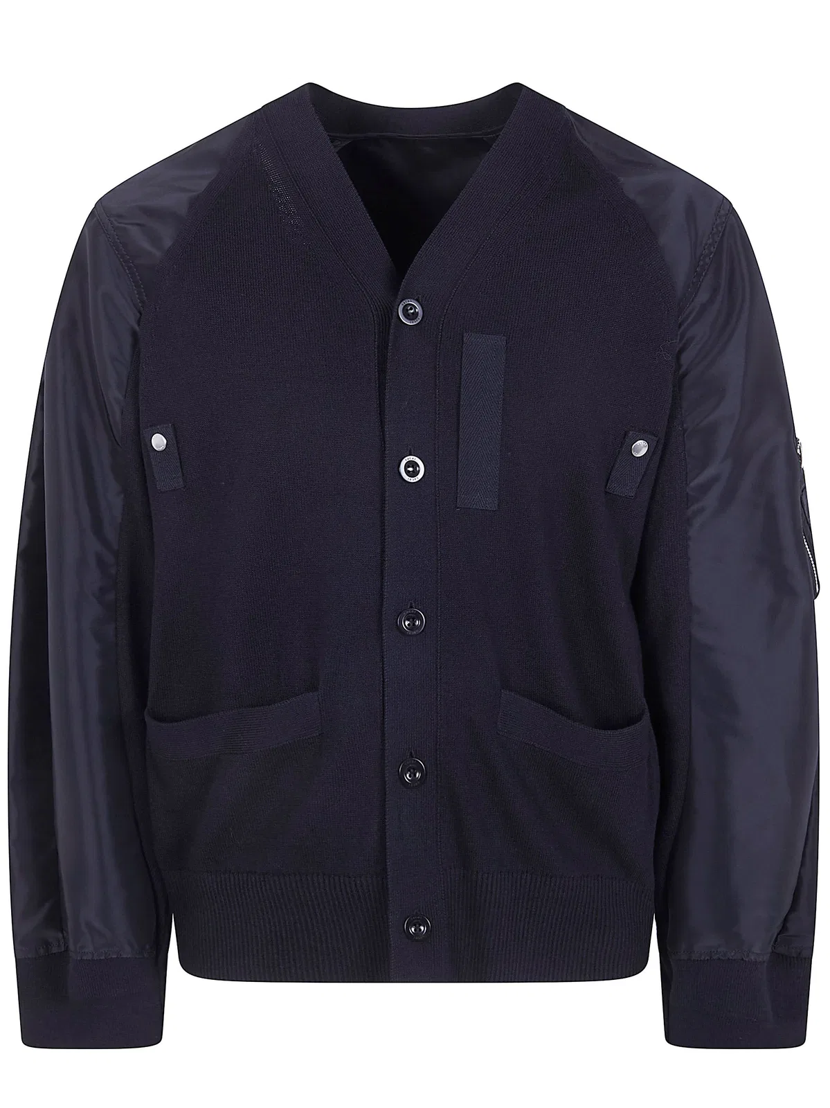 Sacai Nylon Twill X Knit Cardigan