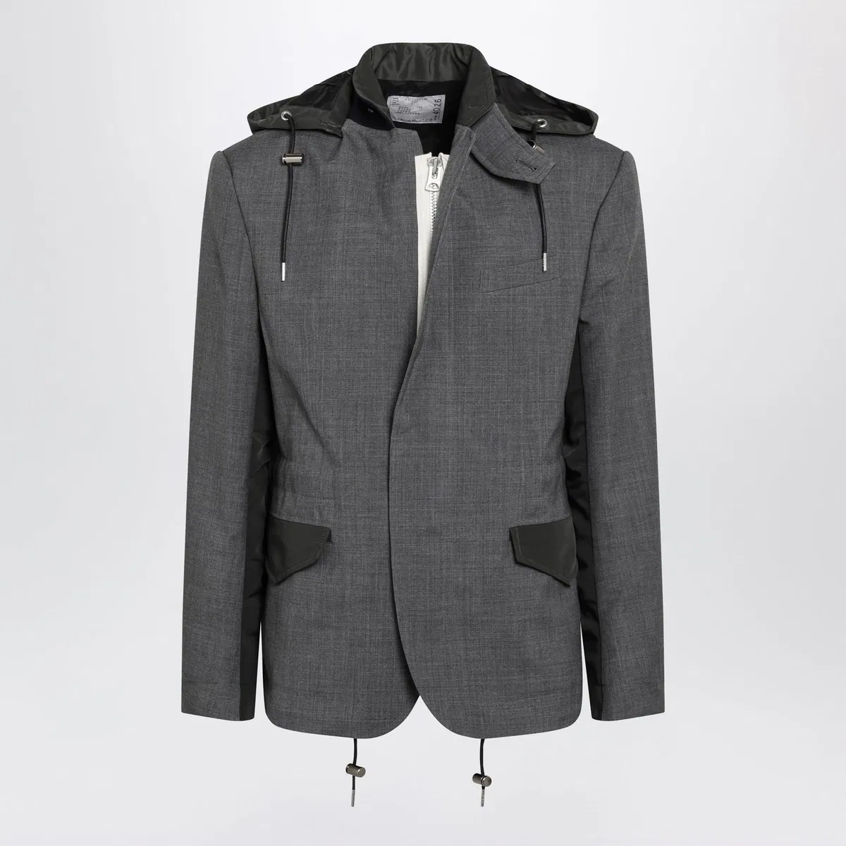 Sacai Grey/Khaki Wool And Nylon Jacket