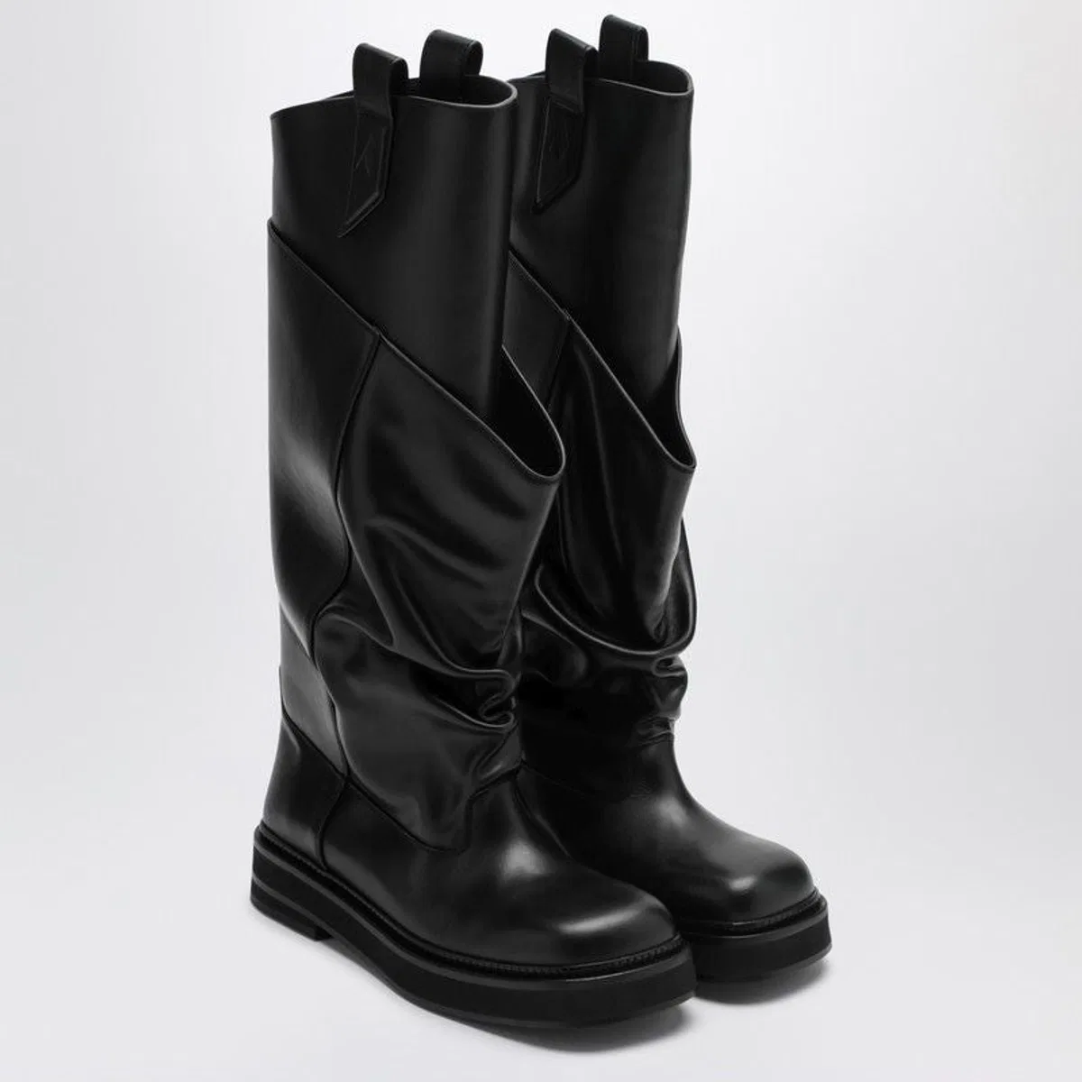 The Attico Black Leather La Passeggiata Boots