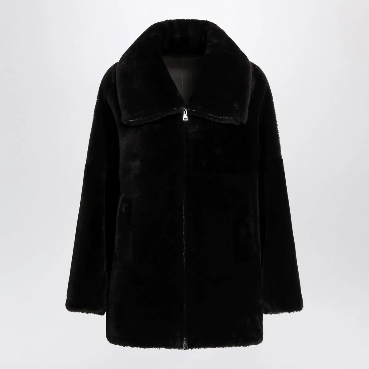 Blancha Chocolate Brown Zipup Shearling Jacket