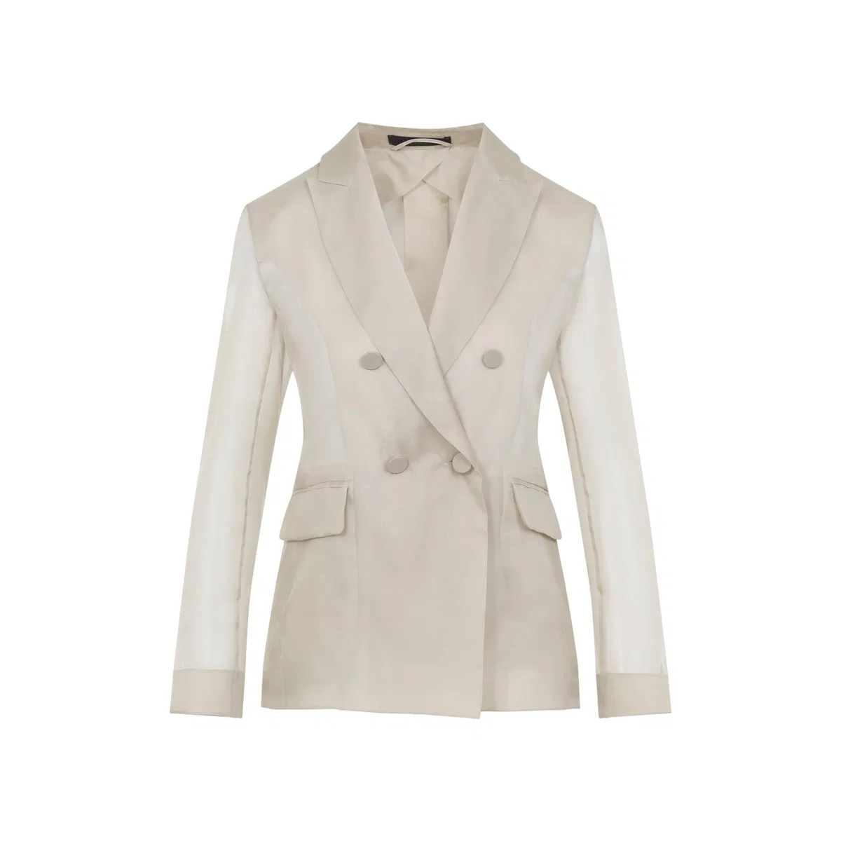 Max mara pianoforte Sand Beige Silk Slogan Organza Jacket