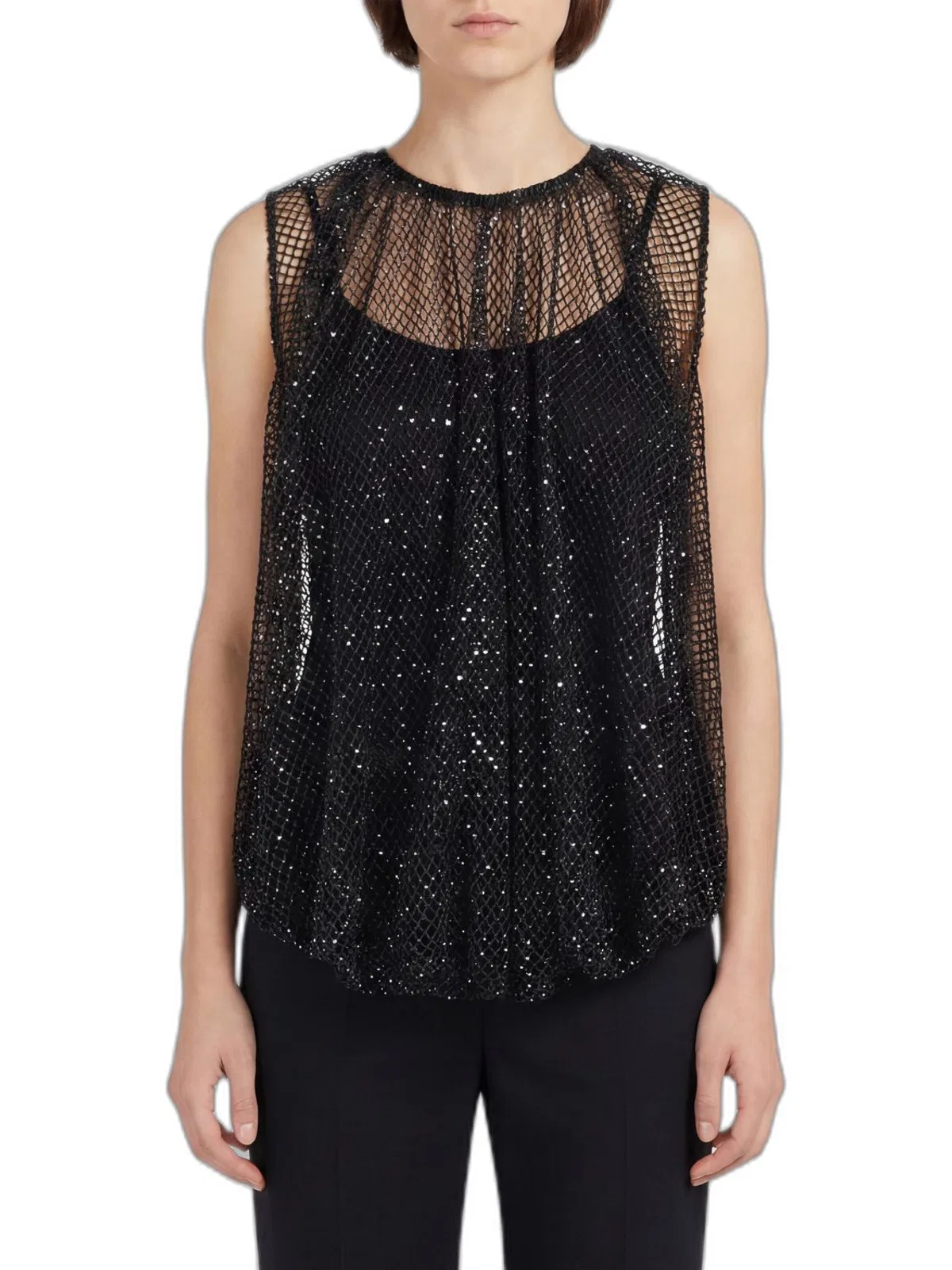 Max Mara Sportmax Black Nodo Strass Top