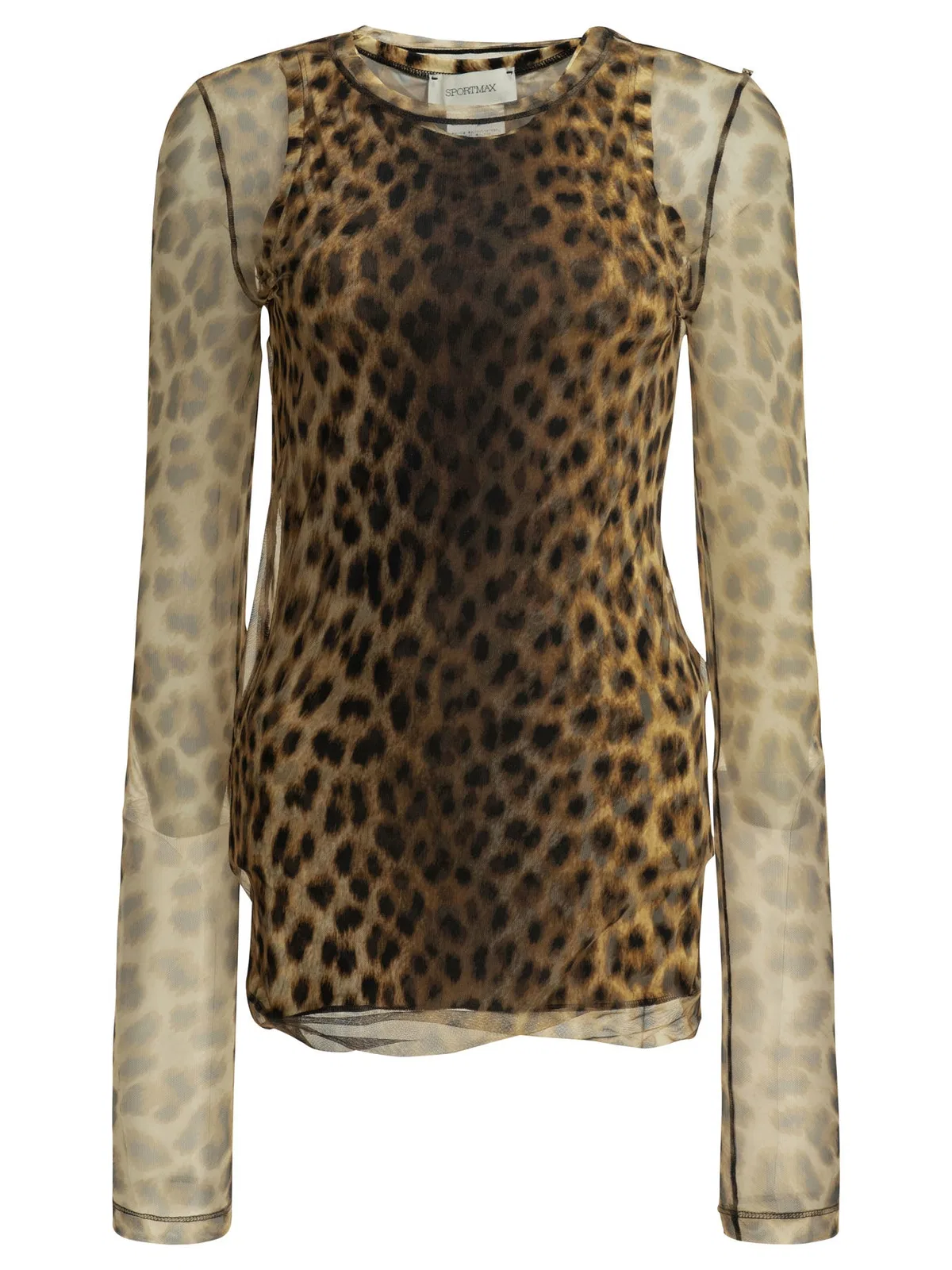 Max Mara Sportmax Fitted Animalier Brown Polyamide Elastan