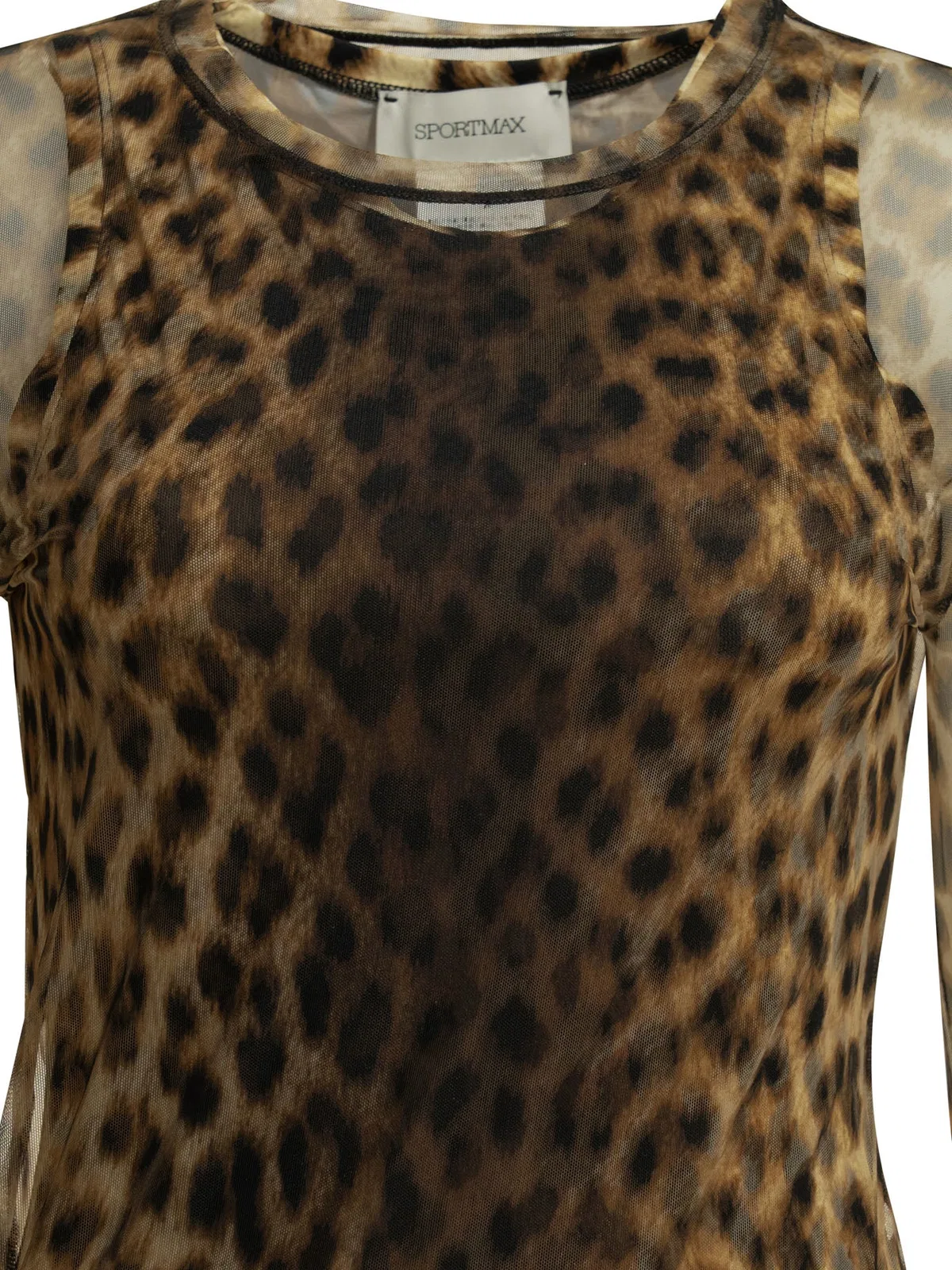 Max Mara Sportmax Fitted Animalier Brown Polyamide Elastan