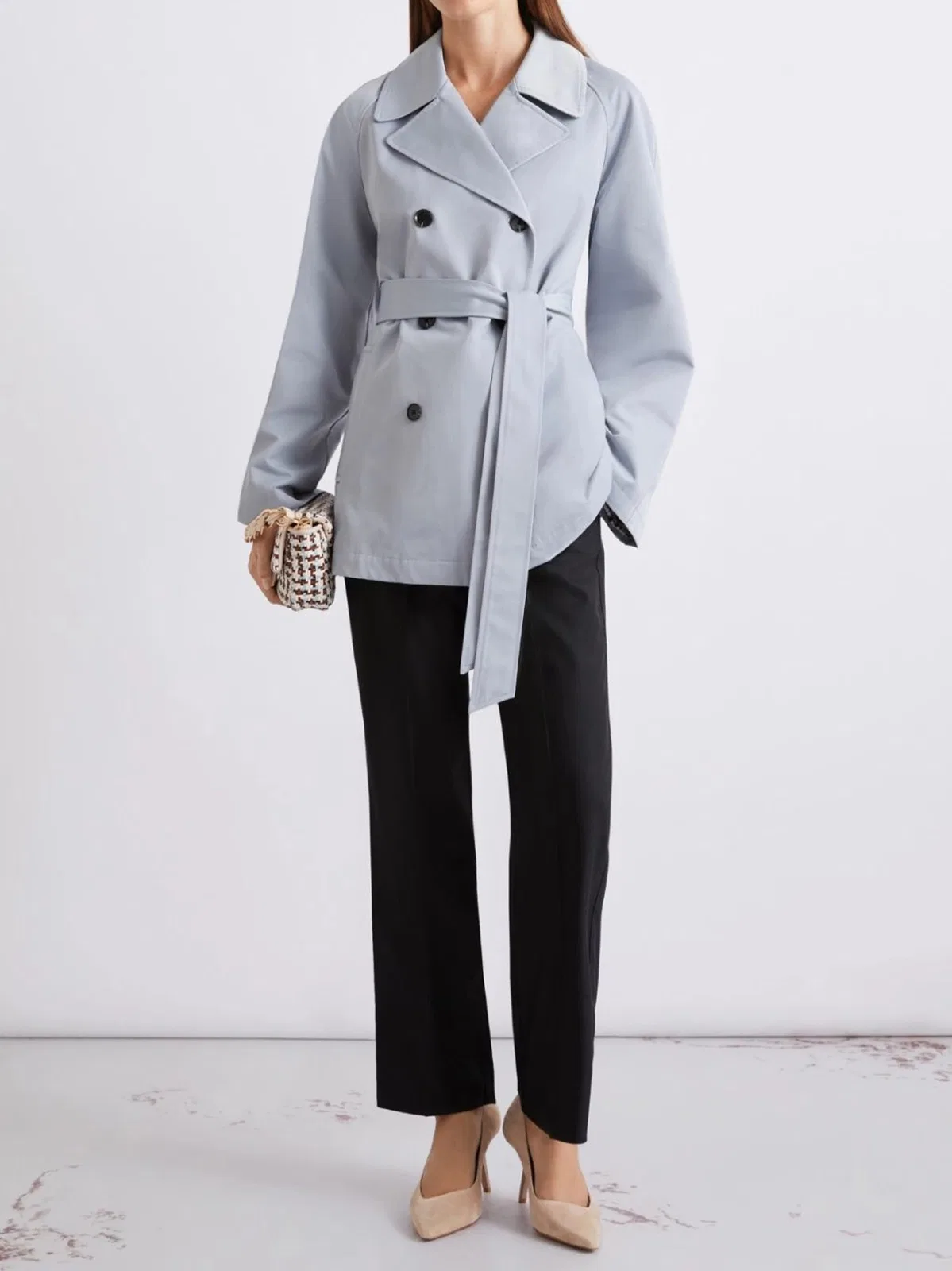 Marella Blue Polyester Cotton Trench Mllumido