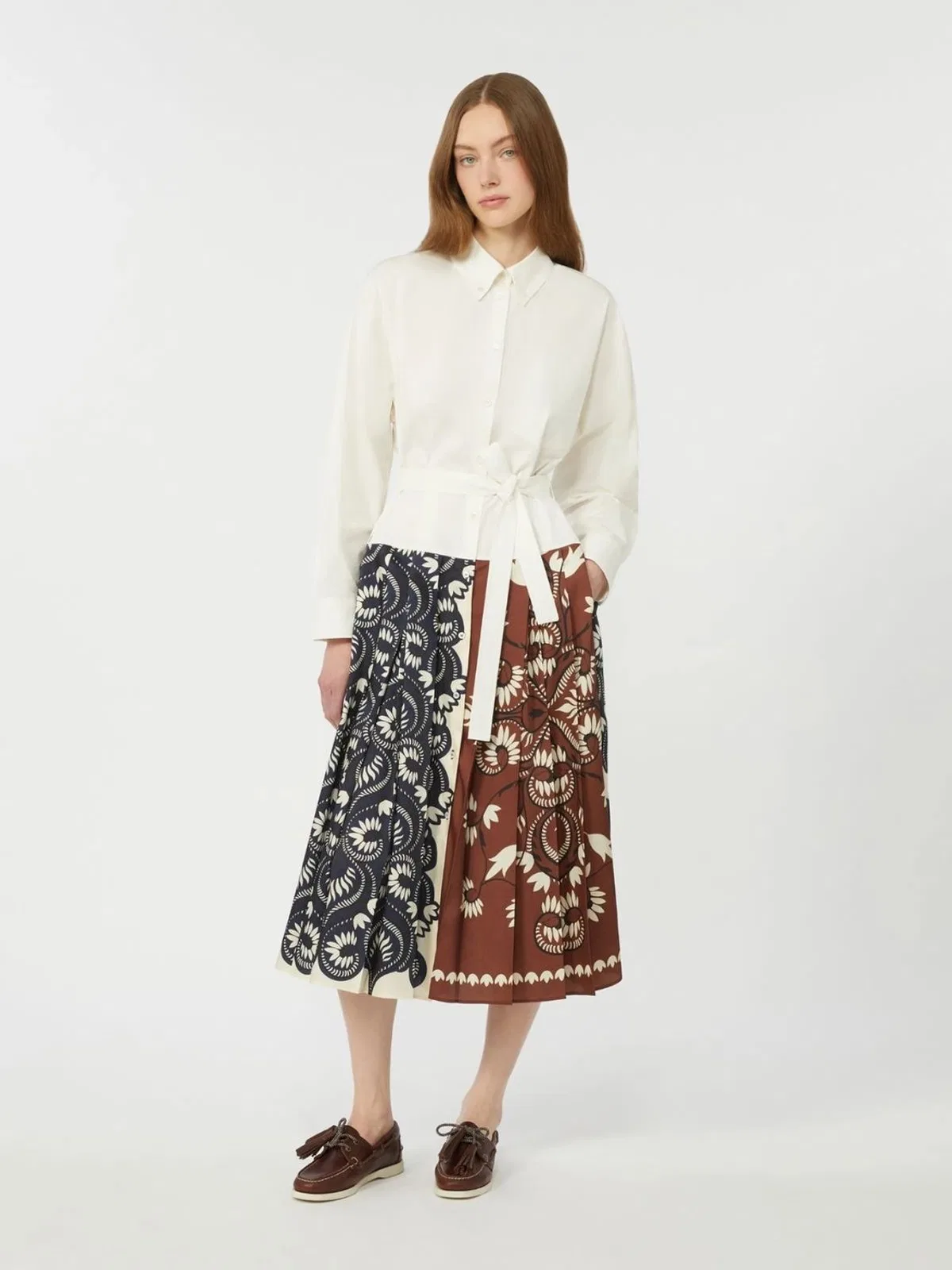 Weekend Max Mara White Undina Dress With Pleated Skirt