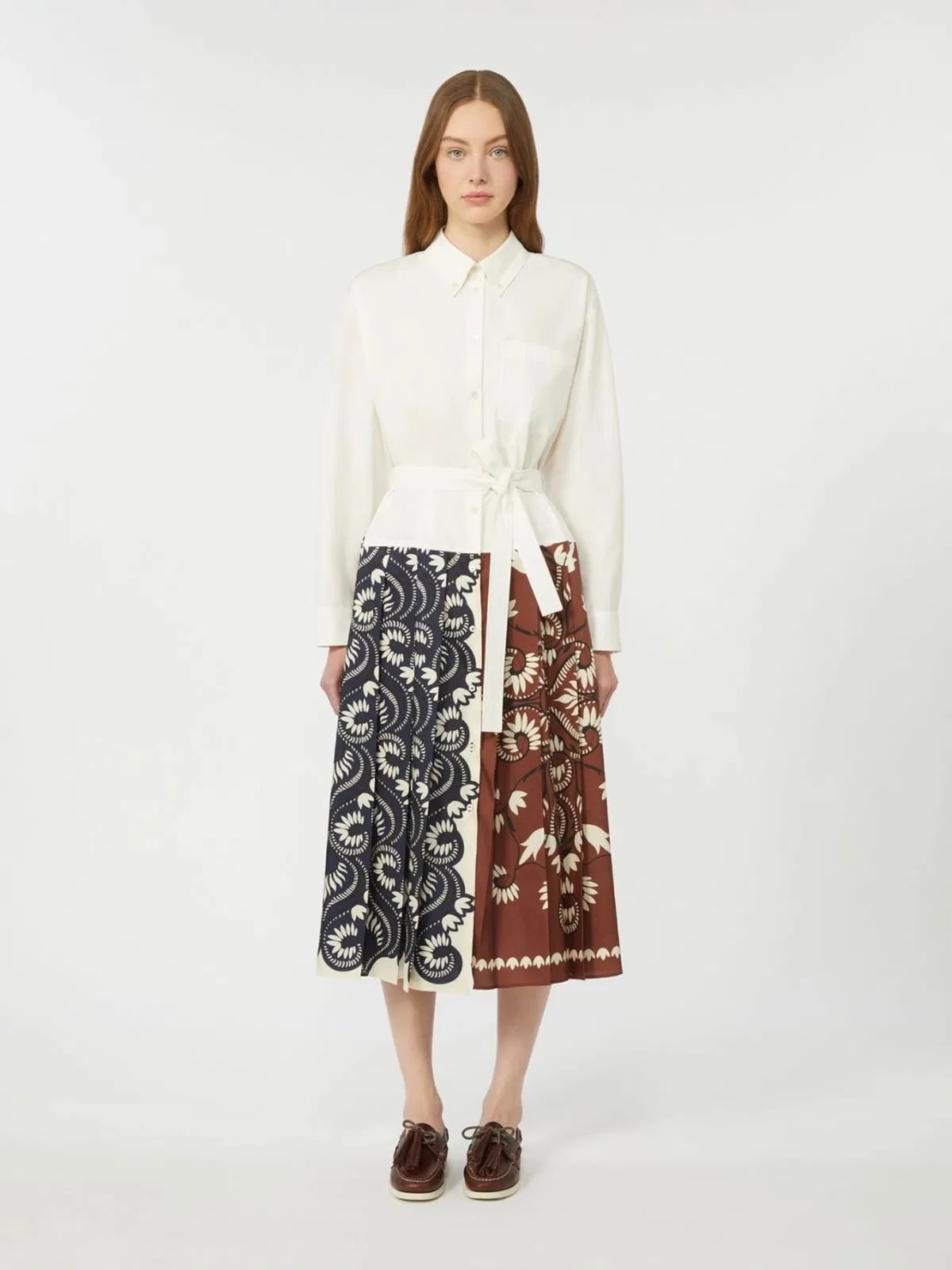 Weekend Max Mara White Undina Dress With Pleated Skirt