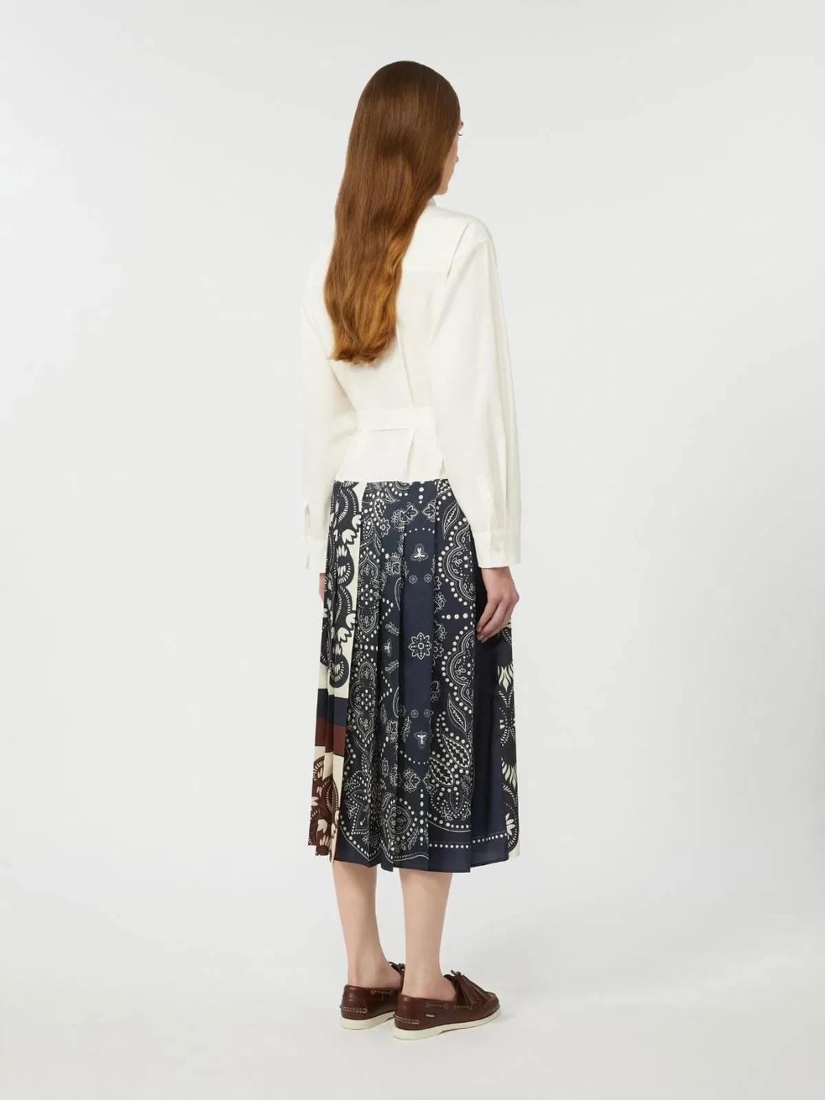 Weekend Max Mara White Undina Dress With Pleated Skirt