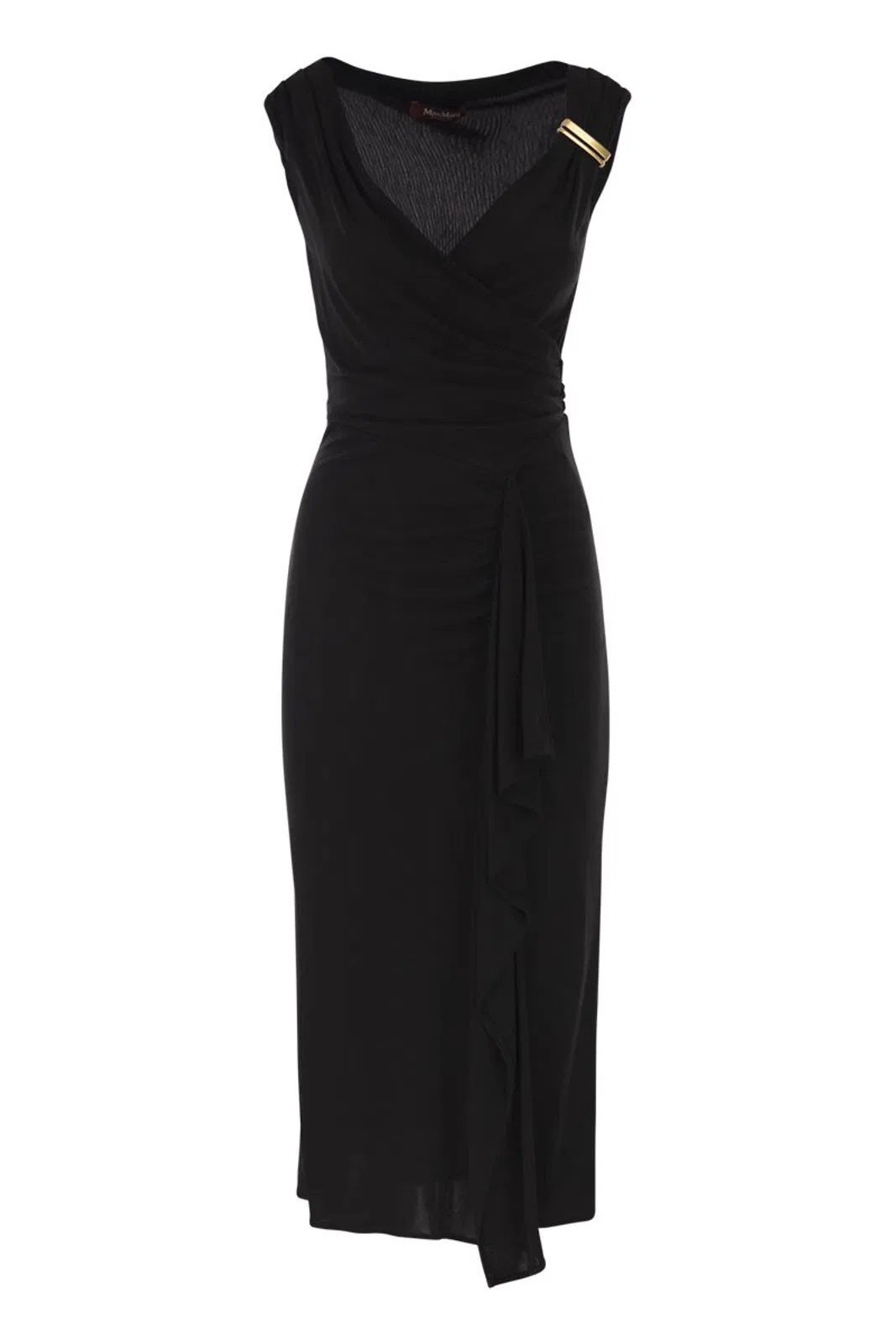 Max Mara Mstaureo - Draped Viscose Midi Dress Wit
