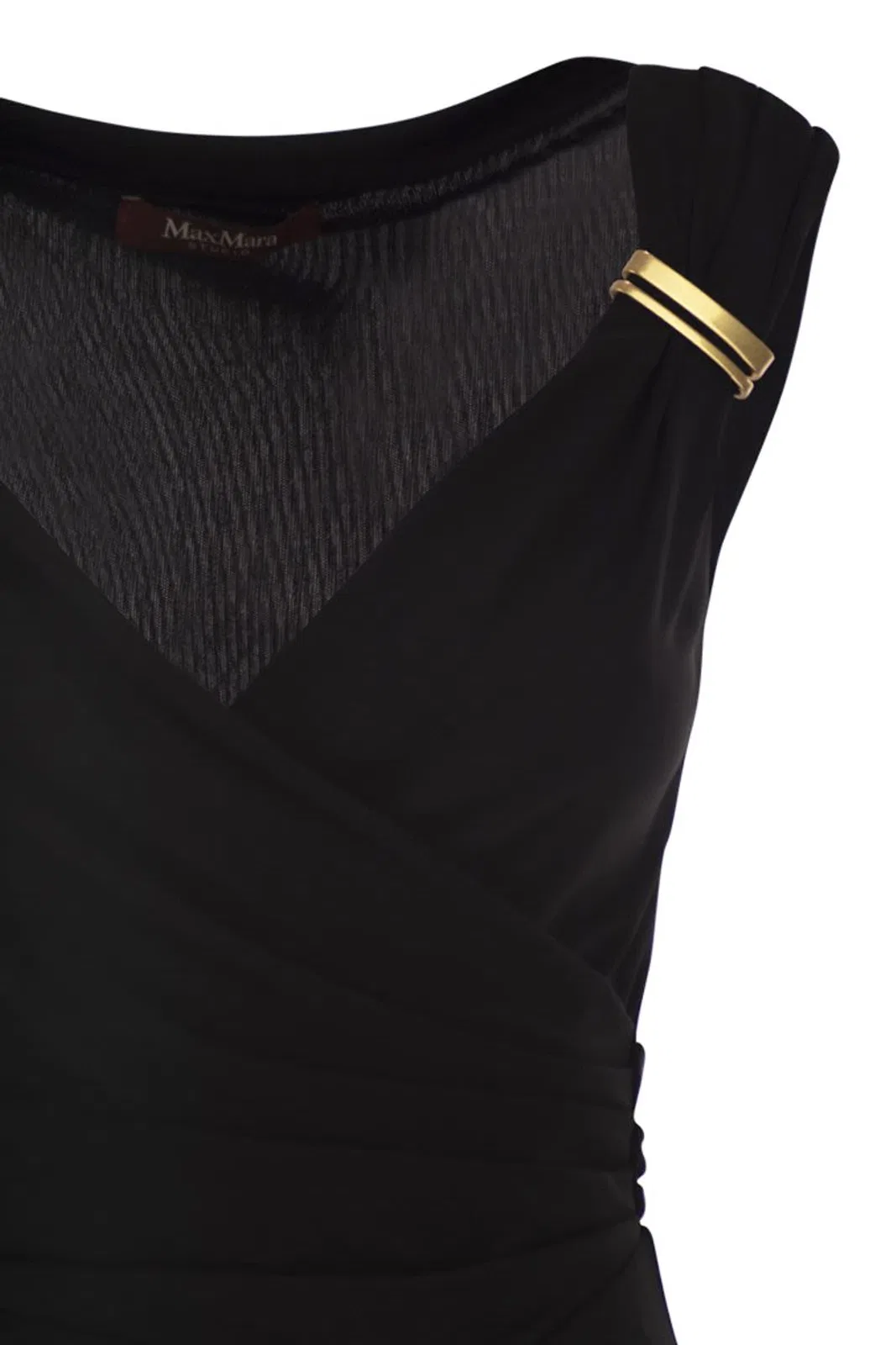 Max Mara Mstaureo - Draped Viscose Midi Dress Wit