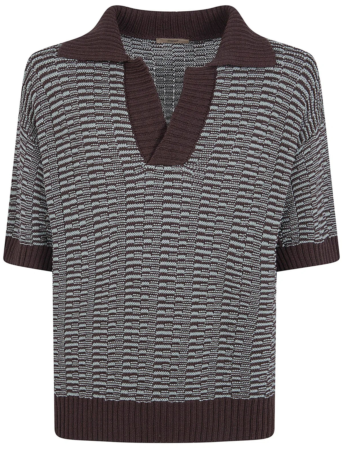 Nuur Two Tone Striped Short Sleeved Polo Neck