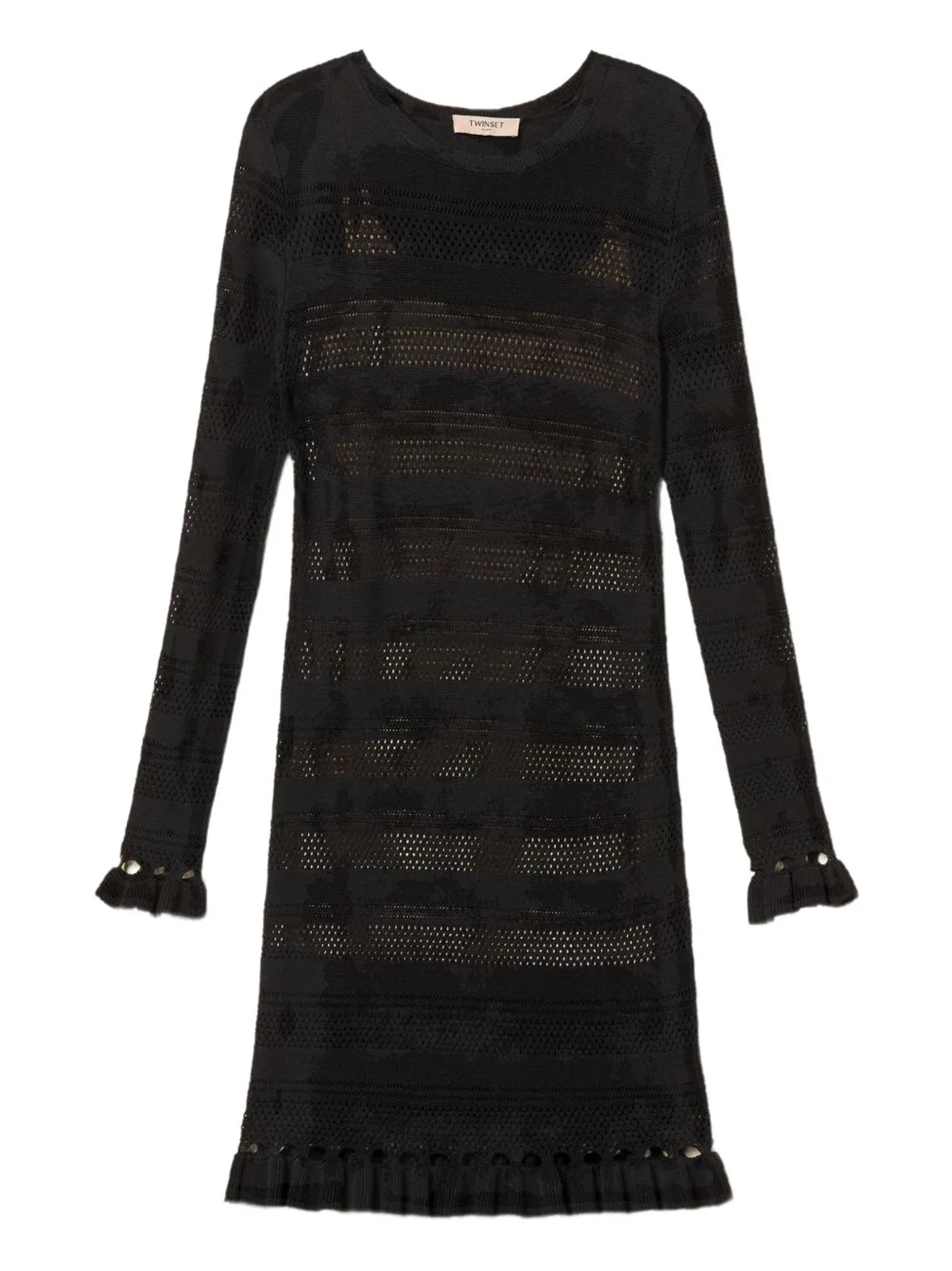 Twin-Set Black Horizontal Stripe Knit Dress