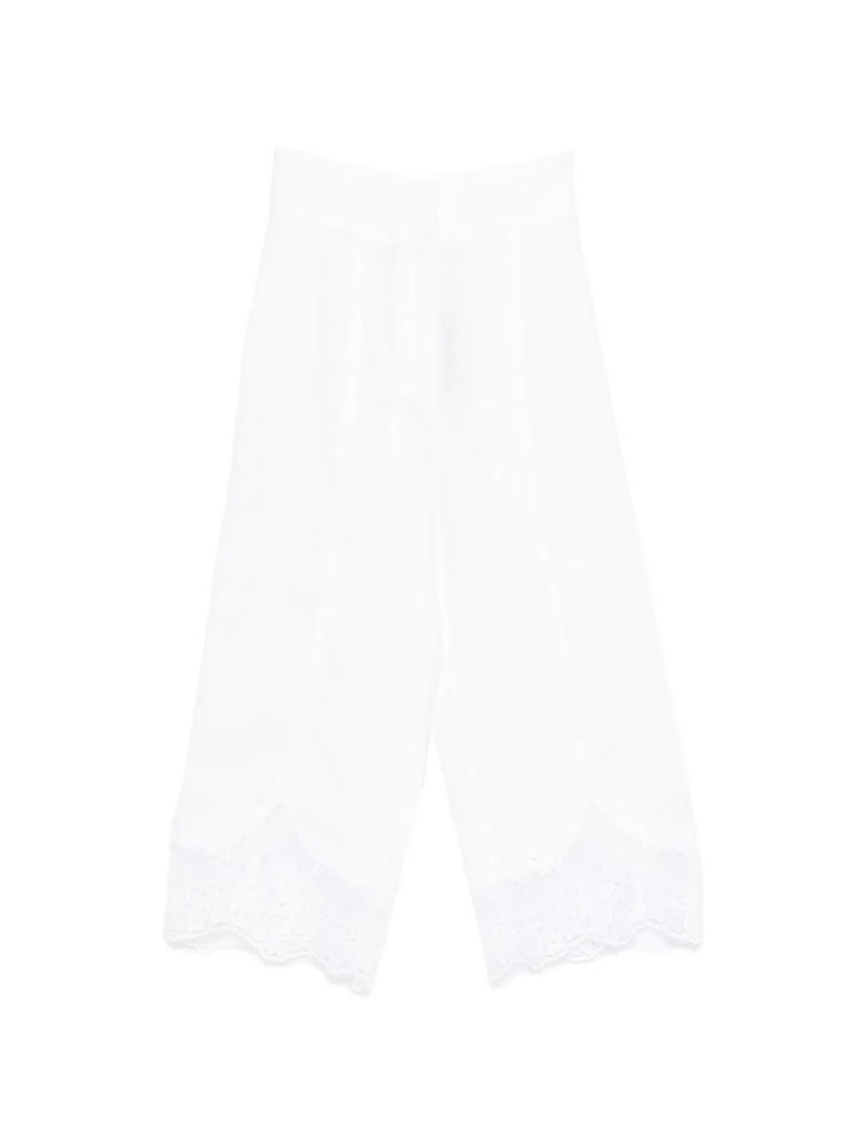 Twin-Set Optical White Cotton Trousers