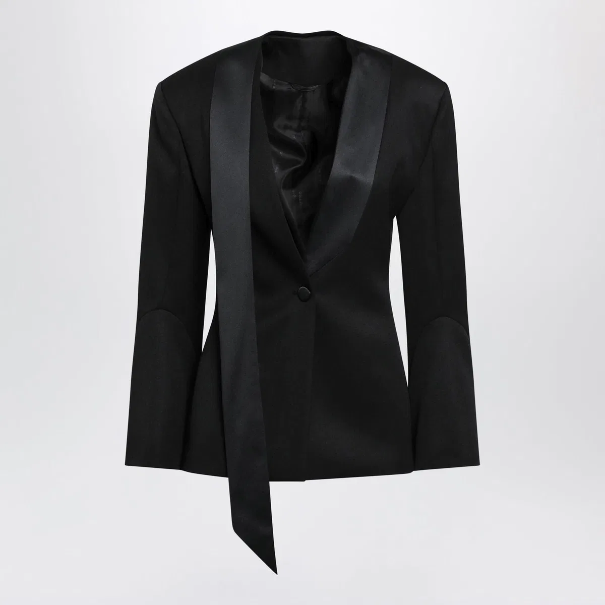 The Attico Black Virgin Wool Tuxedo Jacket With Sat