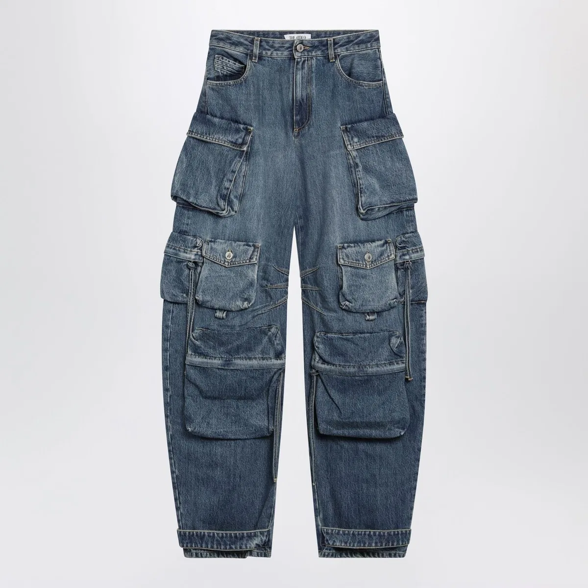 The Attico Fern Washed Blue Cargo Trousers
