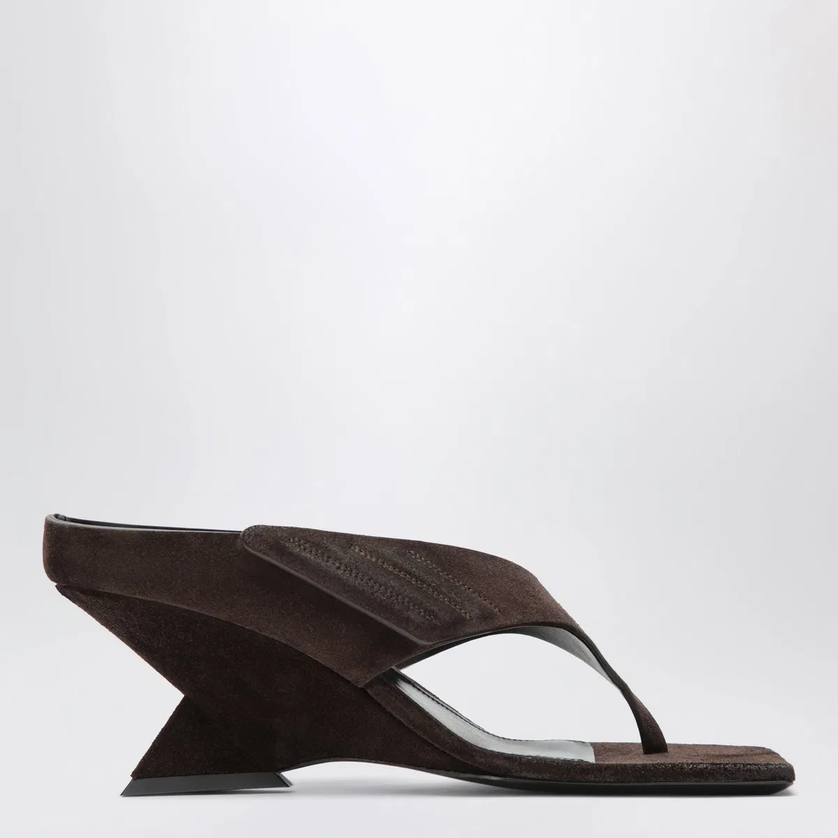 The Attico Cheope Suede Thong Sandals In Dark Brown