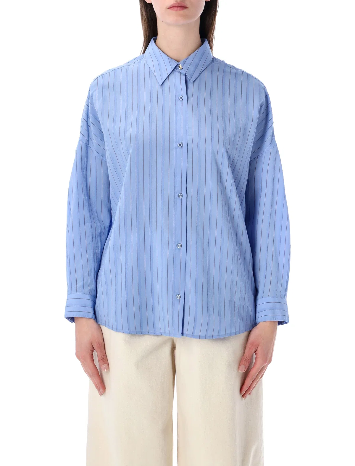 Sessun Sessùn Dazik Pleated Stripe Lyocell Shir