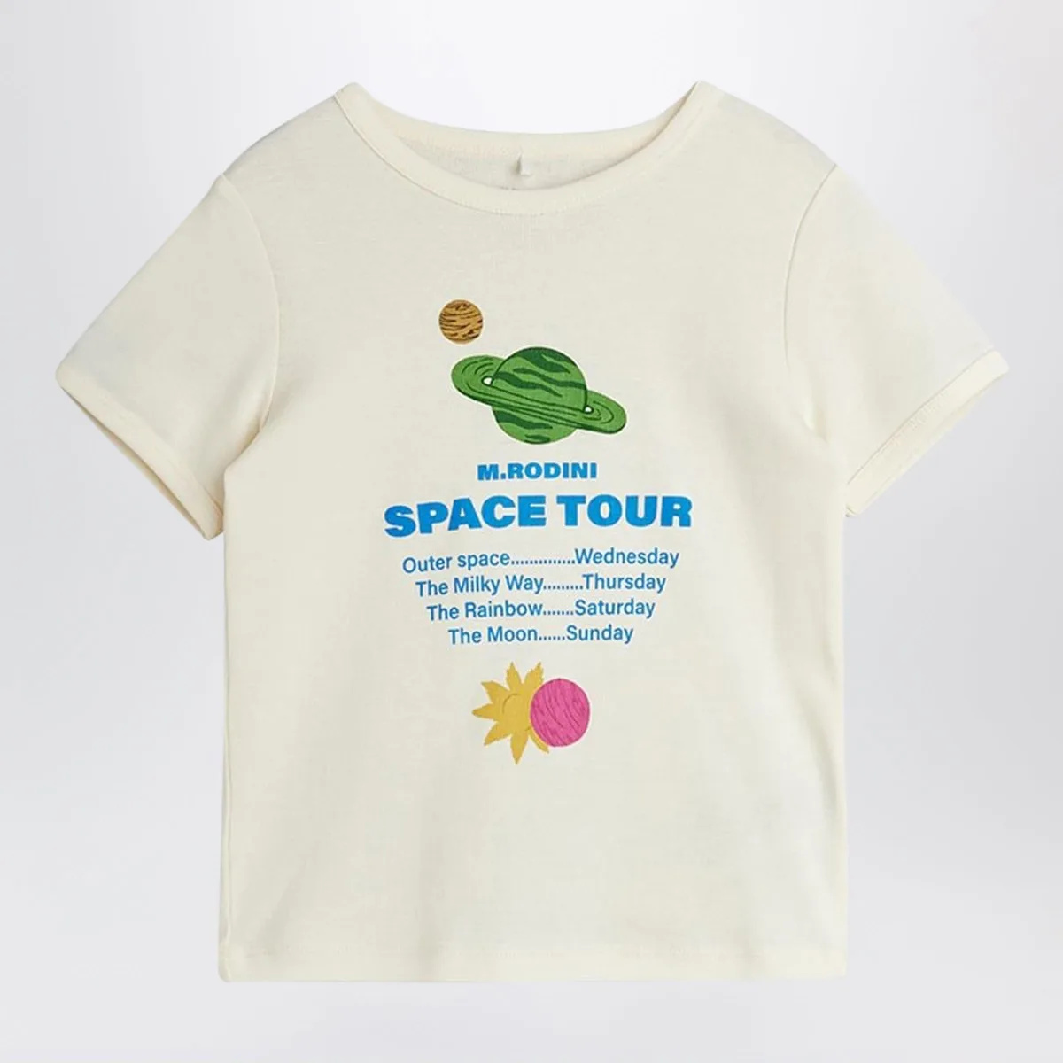 Mini rodini White T-Shirt With Space Tour Print