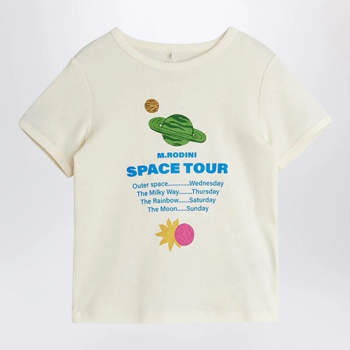 Mini rodini White T-Shirt With Space Tour Print