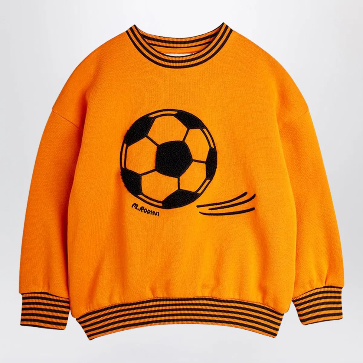 Mini rodini Orange Sweatshirt With Chenille Soccer B