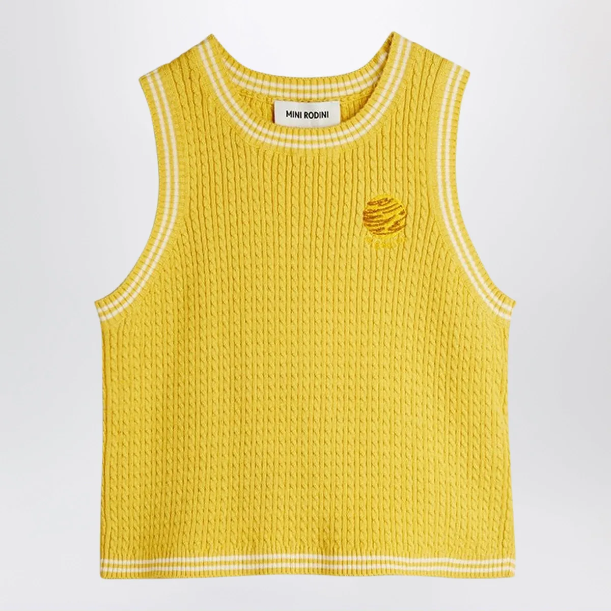 Mini rodini Yellow Cable Knit Tank Top