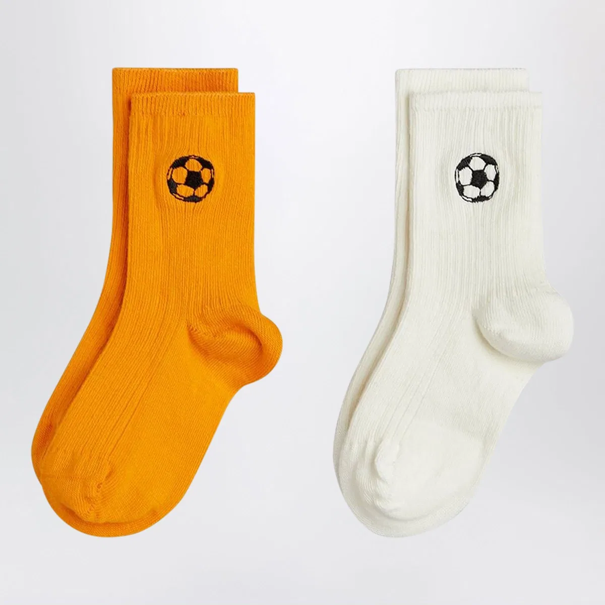 Mini rodini Two Pairs Of White/Orange Socks With Soc
