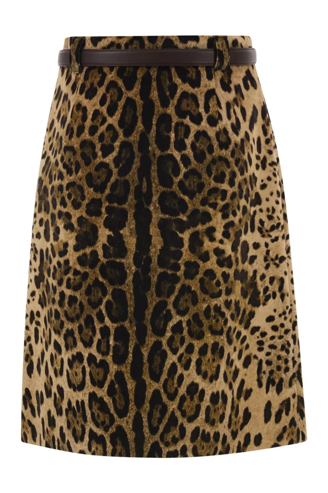 Max Mara Studio "Mst Falange" Leopard Velvet A Line Skir