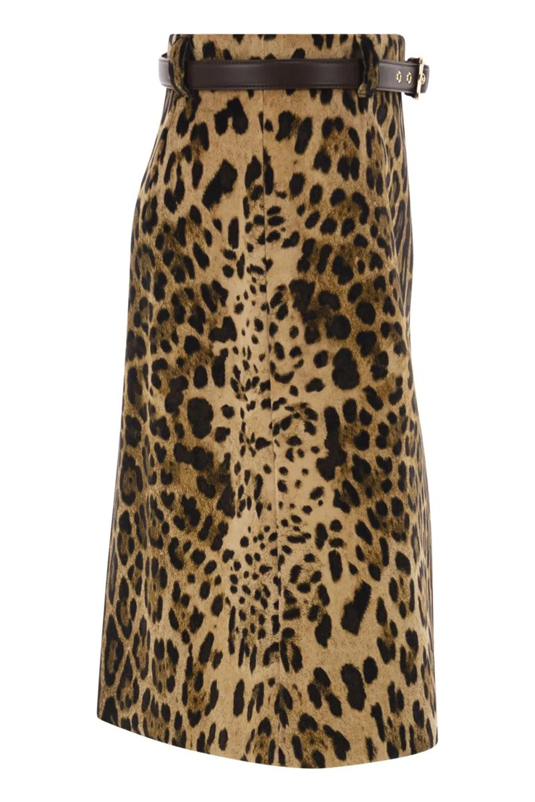 Max Mara Studio "Mst Falange" Leopard Velvet A Line Skir