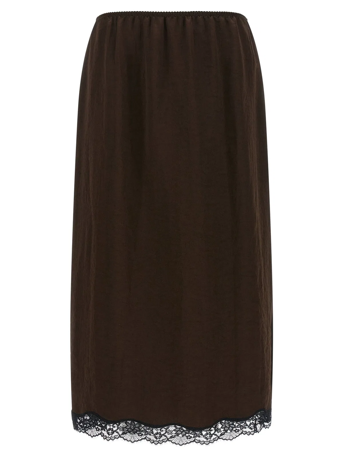 Twin-Set Twin Set Satin Froissé And Lace Skirt