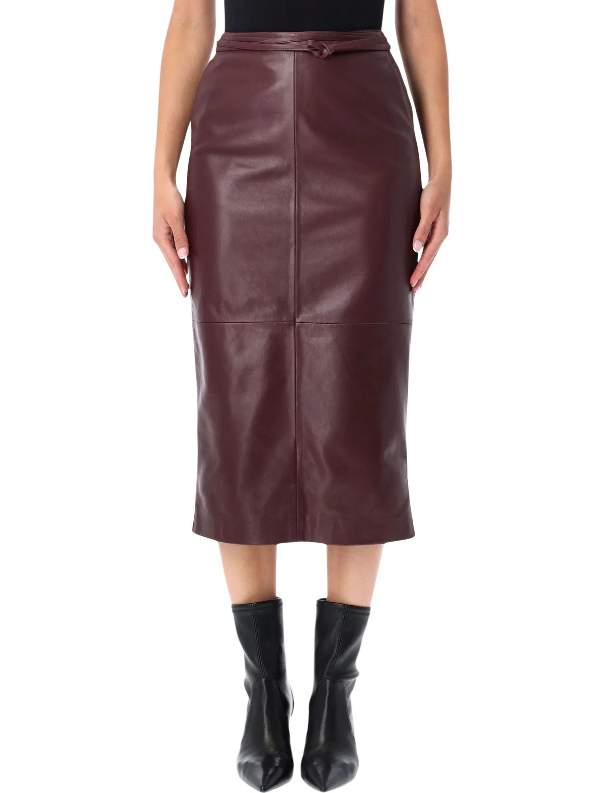 Alberta Ferreti Alberta Ferretti Leather Midi Skirt