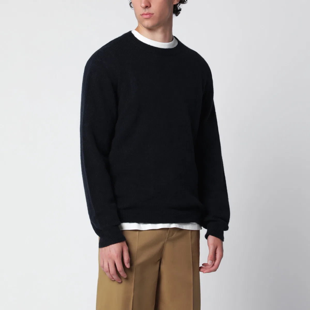 Roberto collina Navy Blue Wool-Blend Sweater