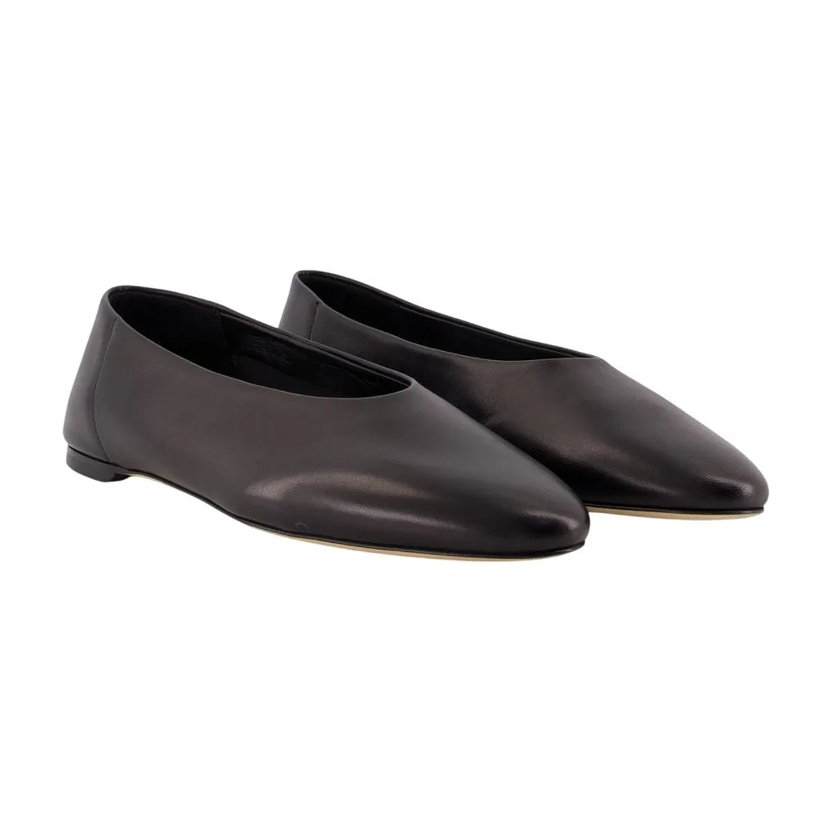 Toteme Slipon Nappa Ballet Flats In Black Leath