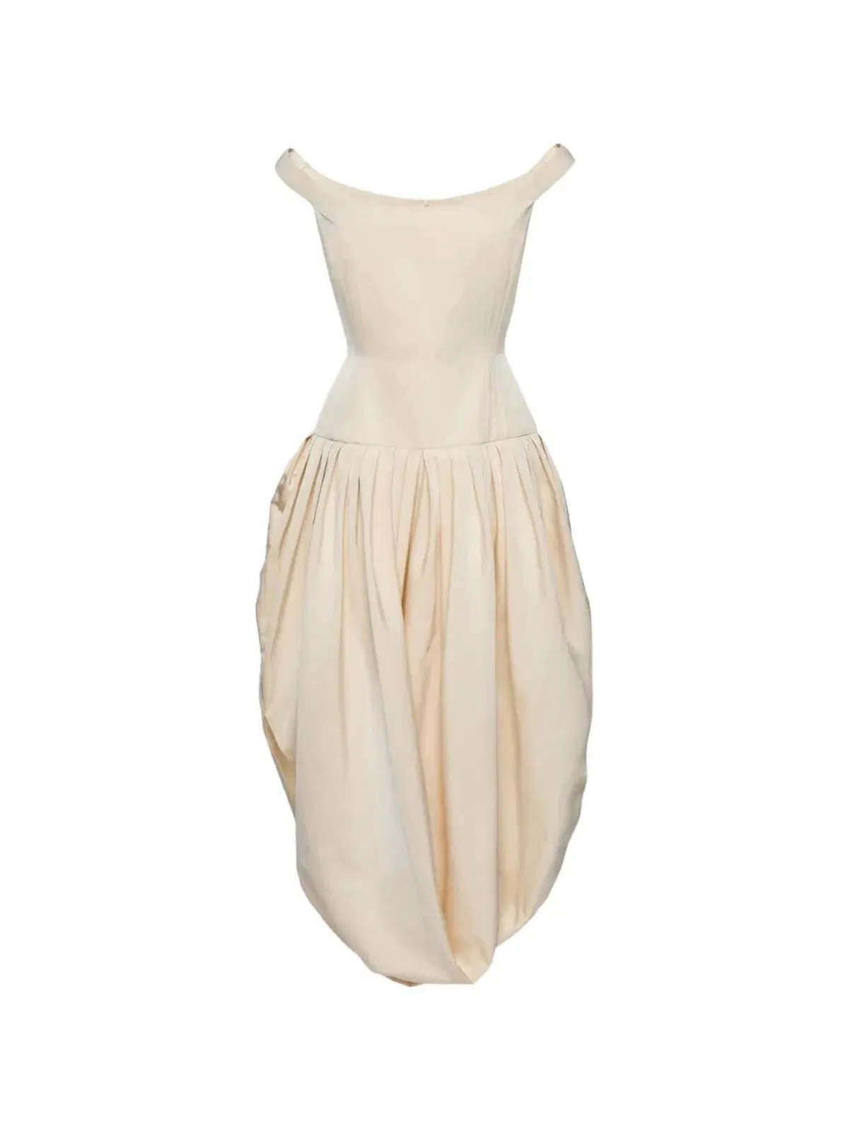 Magda Butrym Off-Shoulder Bubble-Skirt Draped Dress