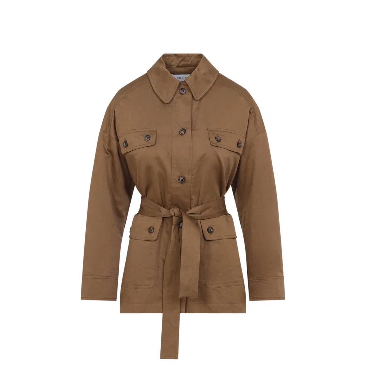 Yves Salomon Viennos Brown Cotton Shirt Jacket
