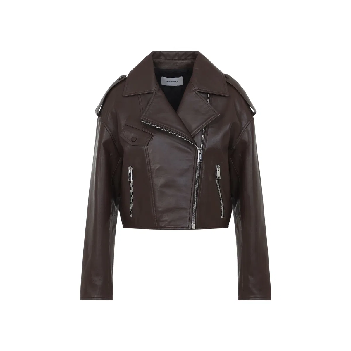 Yves Salomon Chia Brown Lamb Leather Jacket