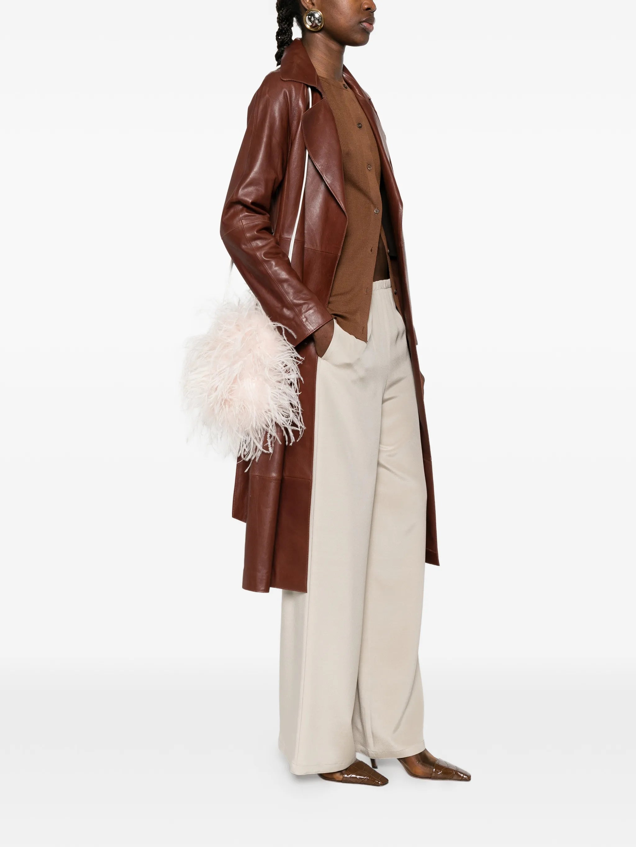 Yves Salomon Ostrich Turkey Lamb Silk Bag