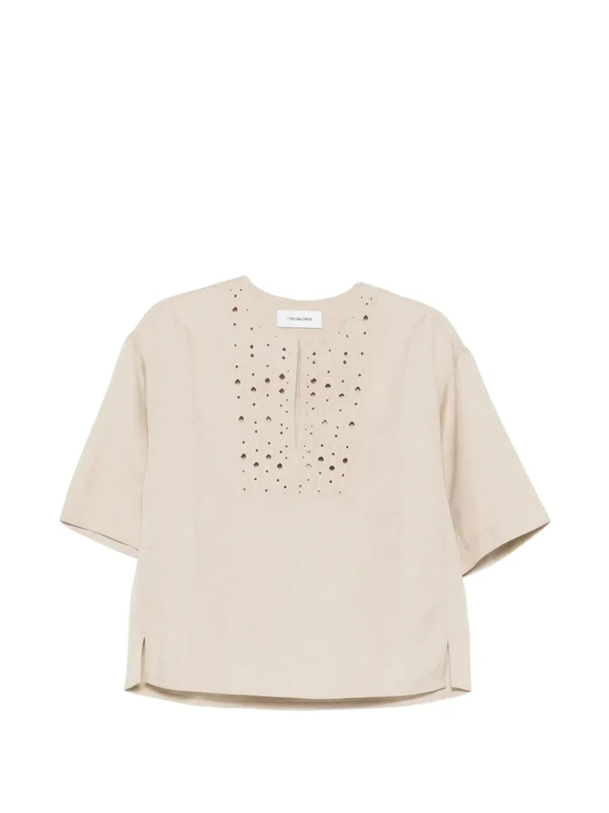 Yves Salomon Short-Sleeve Top With Cut-Out Detail
