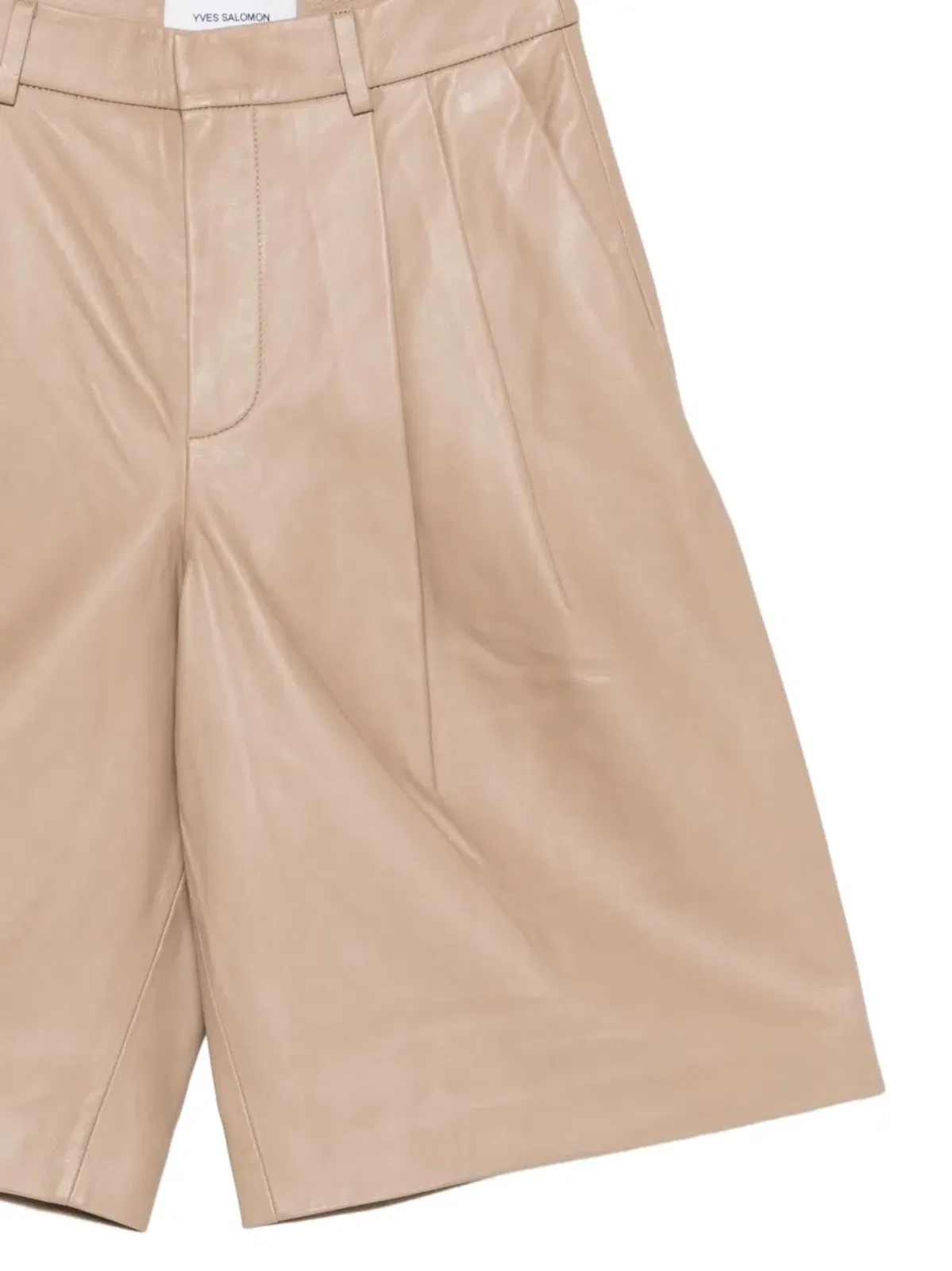 Yves Salomon Pleated Leather Shorts