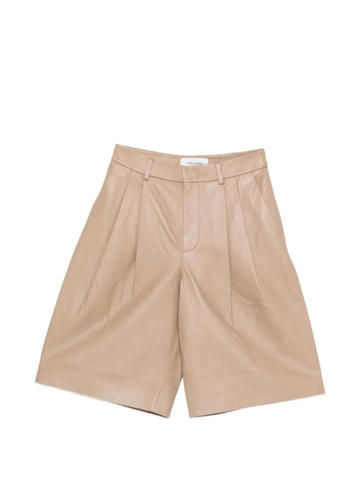 Yves Salomon Pleated Leather Shorts