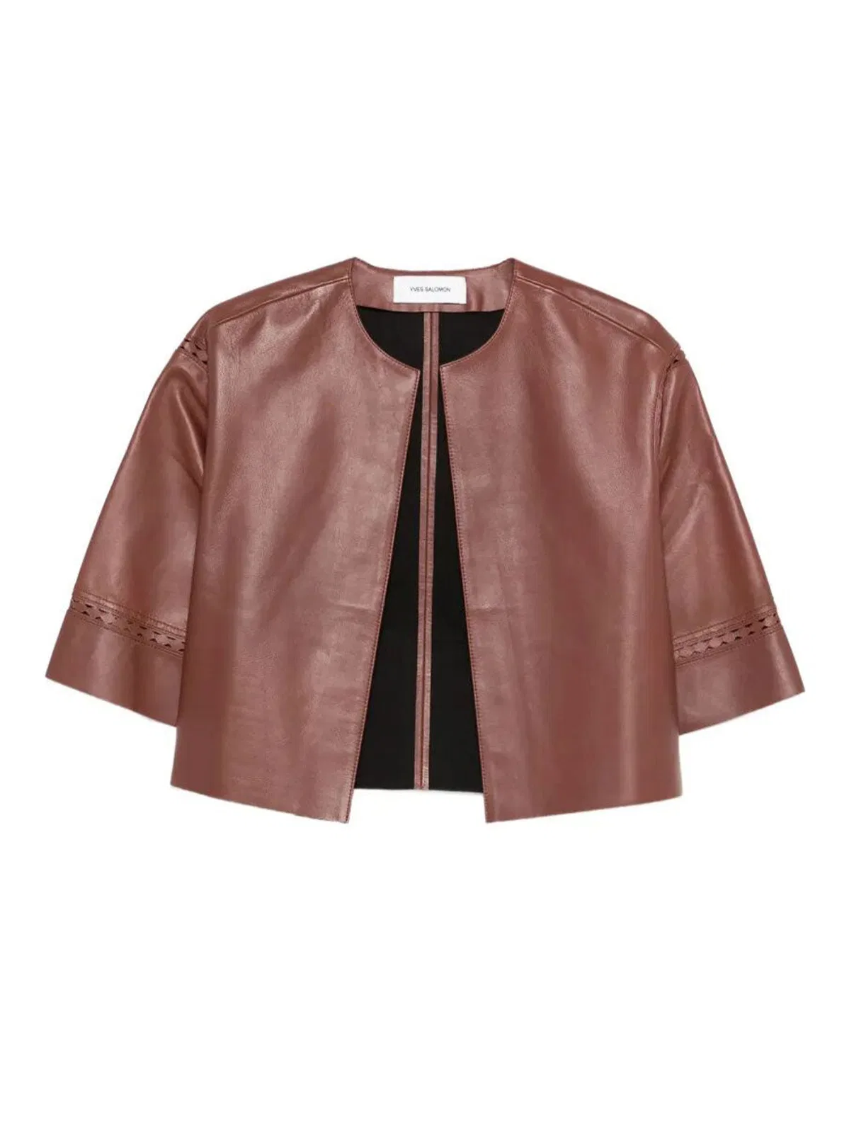 Yves Salomon Laser-Cut Leather Cropped Jacket